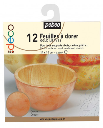 DECO FEUILLES A DORER CARNET DE 12 FEUILLES CUIVRE